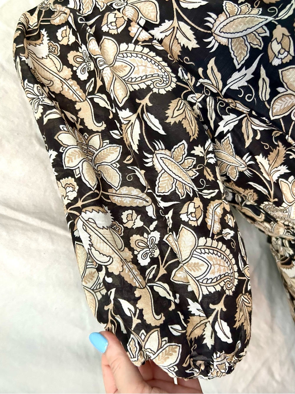Boden Retro Brown, Cream Floral Belted Cotton Midi Dress, Size 6 - Picture 3 of 16
